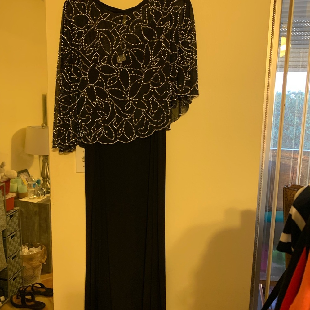 MSK Black Long Sleeve Beaded Dress